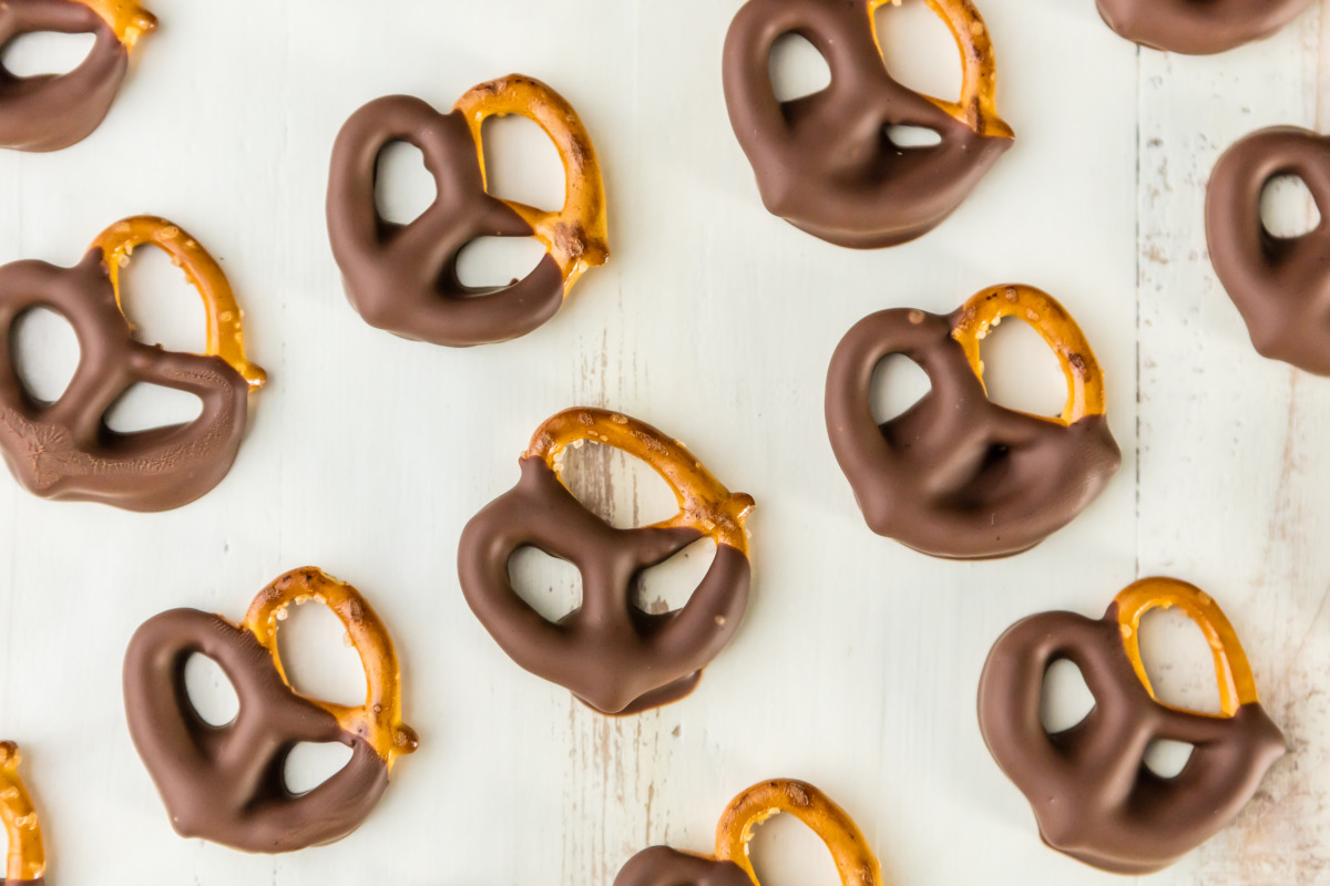 Chocolate store dip pretzels